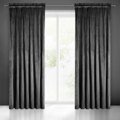 Eurofirany, Melanie, zasłona zaciemniająca gotowa, na taśmie 140-270 cm, czarny