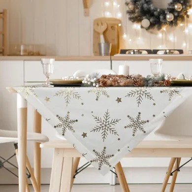 Eurofirany, obrus świąteczny, 85-85 cm, biały
