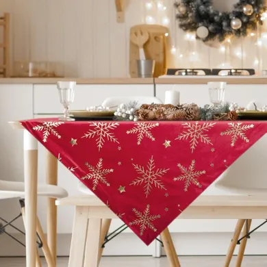 Eurofirany, obrus świąteczny, 85-85 cm, czerwony