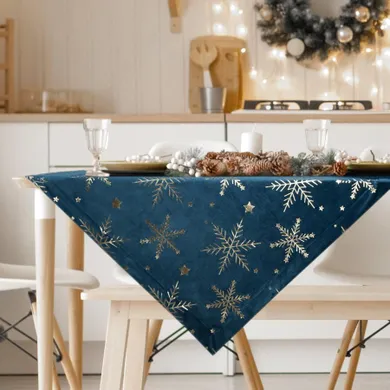 Eurofirany, obrus świąteczny, 85-85 cm, granatowy