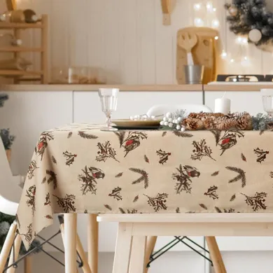 Eurofirany, obrus świąteczny, Melody, 140-200 cm, beżowy
