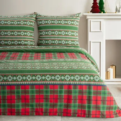 Eurofirany, świąteczny komplet pościeli, Aurora, 140-200 cm, zielony