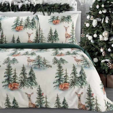 Eurofirany, świąteczny komplet pościeli, Deer, 220-200 cm, biały