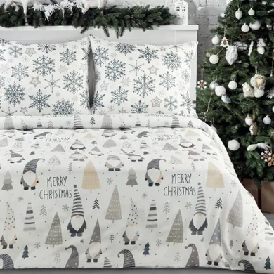 Eurofirany, świąteczny komplet pościeli, Dwarf, 140-200 cm, biały