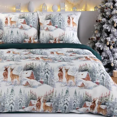 Eurofirany, świąteczny komplet pościeli, Fairyland, 220-200 cm, biały