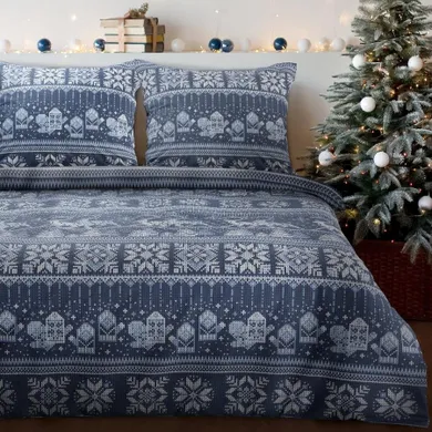 Eurofirany, świąteczny komplet pościeli, Fjord, 140-200 cm, granatowy