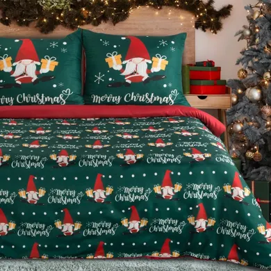 Eurofirany, świąteczny komplet pościeli, galdor, 160-200 cm, zielony