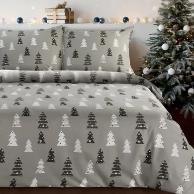Eurofirany, świąteczny komplet pościeli, Lenon, 160-200 cm, stalowy