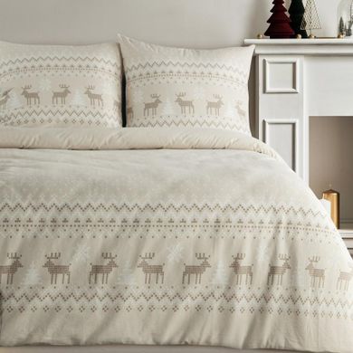 Eurofirany, świąteczny komplet pościeli, Luke, 220-200 cm, beżowy