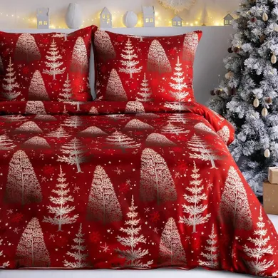 Eurofirany, świąteczny komplet pościeli, Rubin, 160-200 cm, czerwony