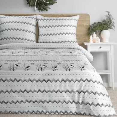 Eurofirany, świąteczny komplet pościeli, Tasha, 140-200 cm, biały