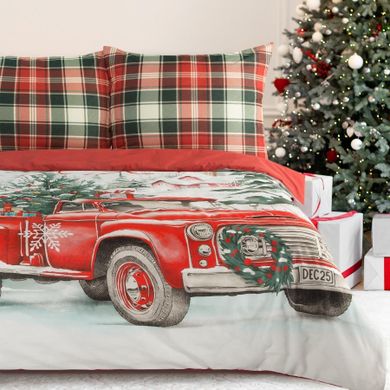 Eurofirany, świąteczny komplet pościeli, Xmas, 220-200 cm, czerwony