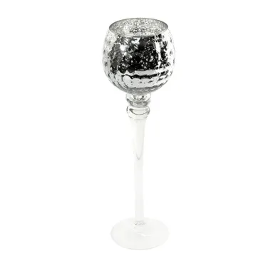 Eurofirany, szklany świecznik dekoracyjny, Venice, 13-40 cm, biały
