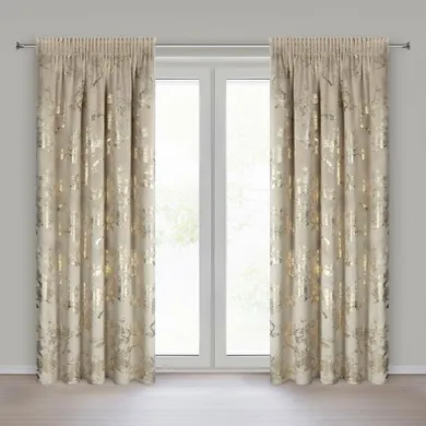 Eurofirany, zasłona gotowa, Celia, na taśmie, 140-270 cm, beżowy