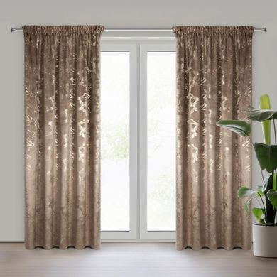 Eurofirany, zasłona gotowa, Raja, na taśmie, 140-270 cm, brązowy