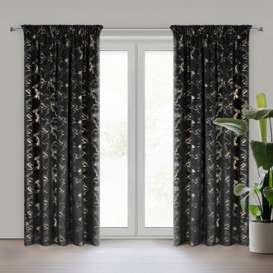 Eurofirany, zasłona gotowa, Raja, na taśmie, 140-270 cm, czarny