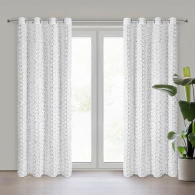 Eurofirany, zasłona gotowa, Roses, 140-250 cm, biały