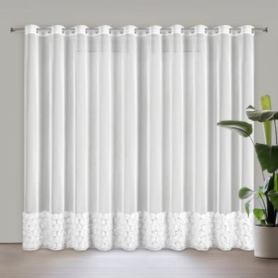 Eurofirany, zasłona gotowa, Roses, 350-250 cm, biały