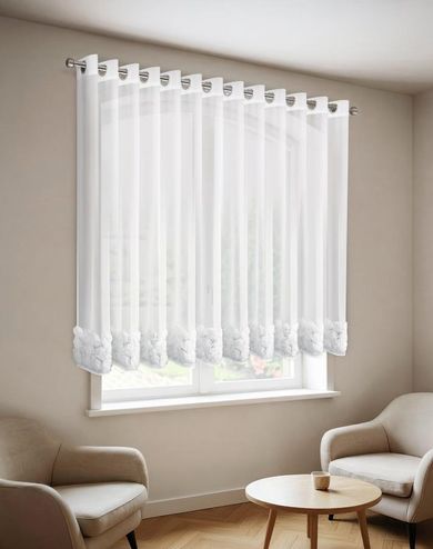 Eurofirany, zasłona gotowa roses 4 350-160 cm, biały