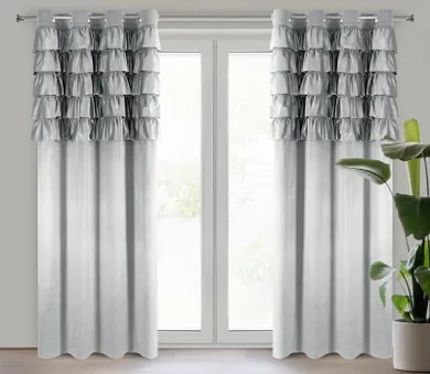 Eurofirany, zasłona zaciemniająca gotowa, Aura, 140-250 cm, srebrny