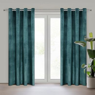 Eurofirany, zasłona zaciemniająca gotowa, d91 Rosa, 140-250 cm, ciemnoturkusowy