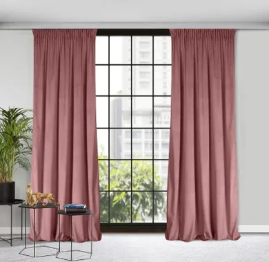 Eurofirany, zasłona zaciemniająca gotowa, d91, Rosa, na taśmie, 135-300 cm, różowy