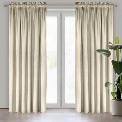 Eurofirany, zasłona zaciemniająca gotowa, d91, Rosa, na taśmie 140-270 cm, kremowy