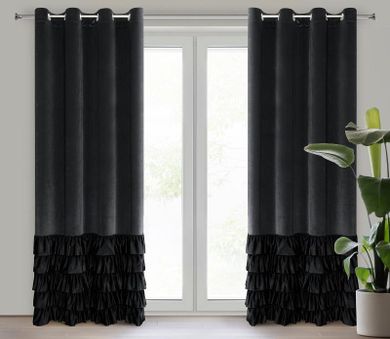 Eurofirany, zasłona zaciemniająca gotowa, Dani, 140-250 cm, czarny