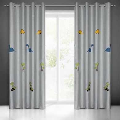 Eurofirany, zasłona zaciemniająca gotowa, dino, 140-250 cm, srebrny