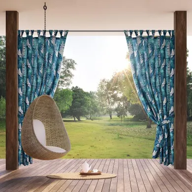 Eurofirany, zasłona zaciemniająca gotowa, Garden, na szelkach, 155-200 cm, turkusowy