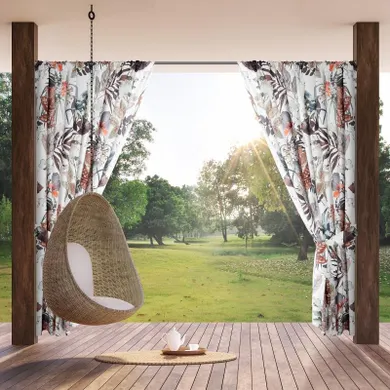 Eurofirany, zasłona zaciemniająca gotowa, Garden, na taśmie, 155-200 cm, biały