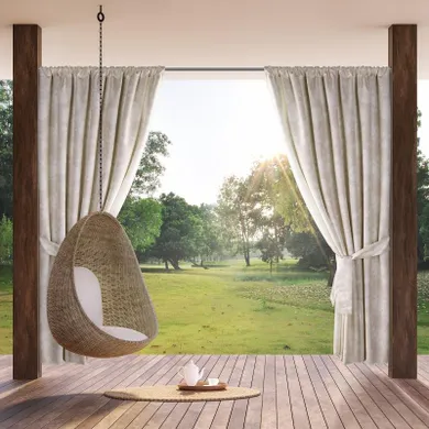 Eurofirany, zasłona zaciemniająca gotowa, Garden, na taśmie, 155-200 cm, pudrowy