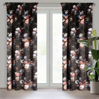 Eurofirany, zasłona zaciemniająca gotowa, Karen, na taśmie, 140-270 cm, czarny