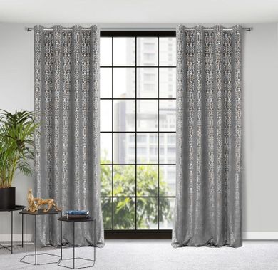 Eurofirany, zasłona zaciemniająca gotowa, laura, 140-250 cm, stalowy