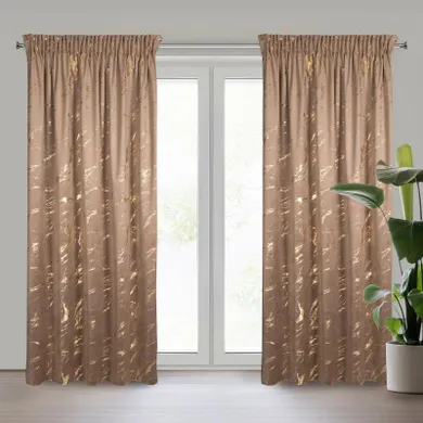 Eurofirany, zasłona zaciemniająca gotowa, Molly na taśmie, 140-270 cm, brązowy