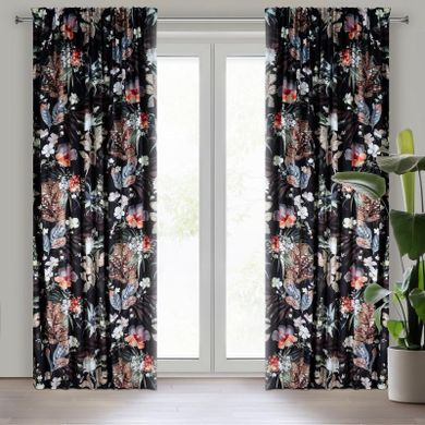 Eurofirany, zasłona zaciemniająca gotowa, na taśmie, Alani, 140-270 cm, czarny