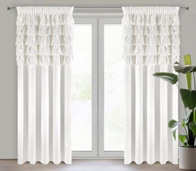 Eurofirany, zasłona zaciemniająca gotowa, na taśmie, Aura, 140-250 cm, biały