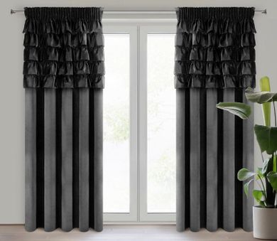 Eurofirany, zasłona zaciemniająca gotowa, na taśmie, Aura, 140-270 cm, czarny