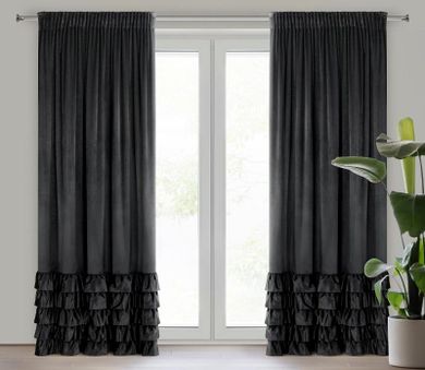 Eurofirany, zasłona zaciemniająca gotowa, na taśmie, Dani, 140-270 cm, czarny