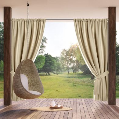 Eurofirany, zasłona zaciemniająca gotowa, na taśmie, Garden, 155-200 cm, beżowy