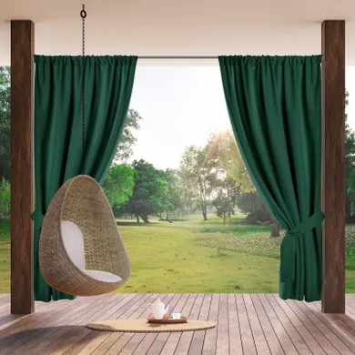 Eurofirany, zasłona zaciemniająca gotowa, na taśmie, Garden, 155-200 cm, ciemnozielony