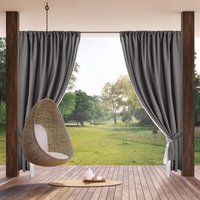Eurofirany, zasłona zaciemniająca gotowa, na taśmie, Garden, 155-200 cm, stalowy