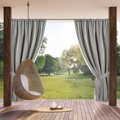 Eurofirany, zasłona zaciemniająca gotowa, na taśmie, Garden, 155-200 cm, szary