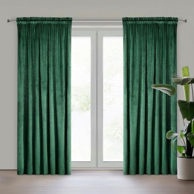 Eurofirany, zasłona zaciemniająca gotowa, na taśmie, Melanie, 140-270 cm, butelkowy zielony