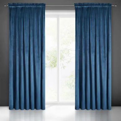 Eurofirany, zasłona zaciemniająca gotowa, na taśmie, Melanie, 140-270 cm, granatowy