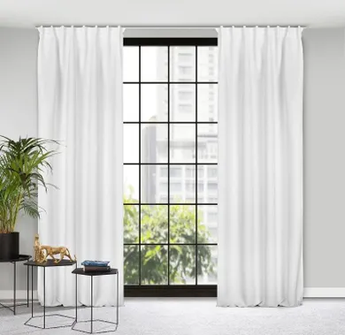 Eurofirany, zasłona zaciemniająca gotowa, na taśmie, Milan, 140-300 cm, biały