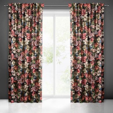 Eurofirany, zasłona zaciemniająca gotowa, na taśmie, Peonia, 140-270 cm, bordowy