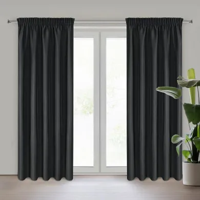 Eurofirany, zasłona zaciemniająca gotowa, na taśmie, Rita, 140-270 cm, czarny