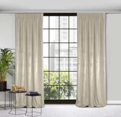 Eurofirany, zasłona zaciemniająca gotowa, na taśmie, Rosa, 140-270 cm, beżowy