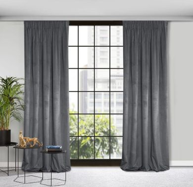 Eurofirany, zasłona zaciemniająca gotowa, na taśmie, Rosa, 140-270 cm, grafitowy